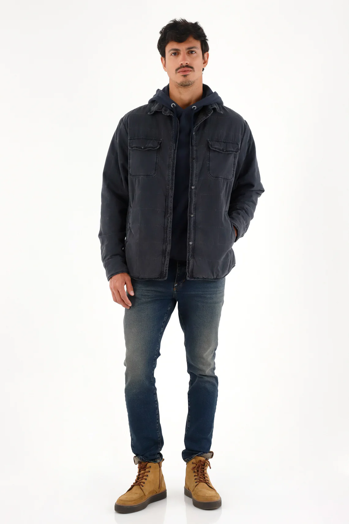 Men's Black Quilted Jacket - Image 2