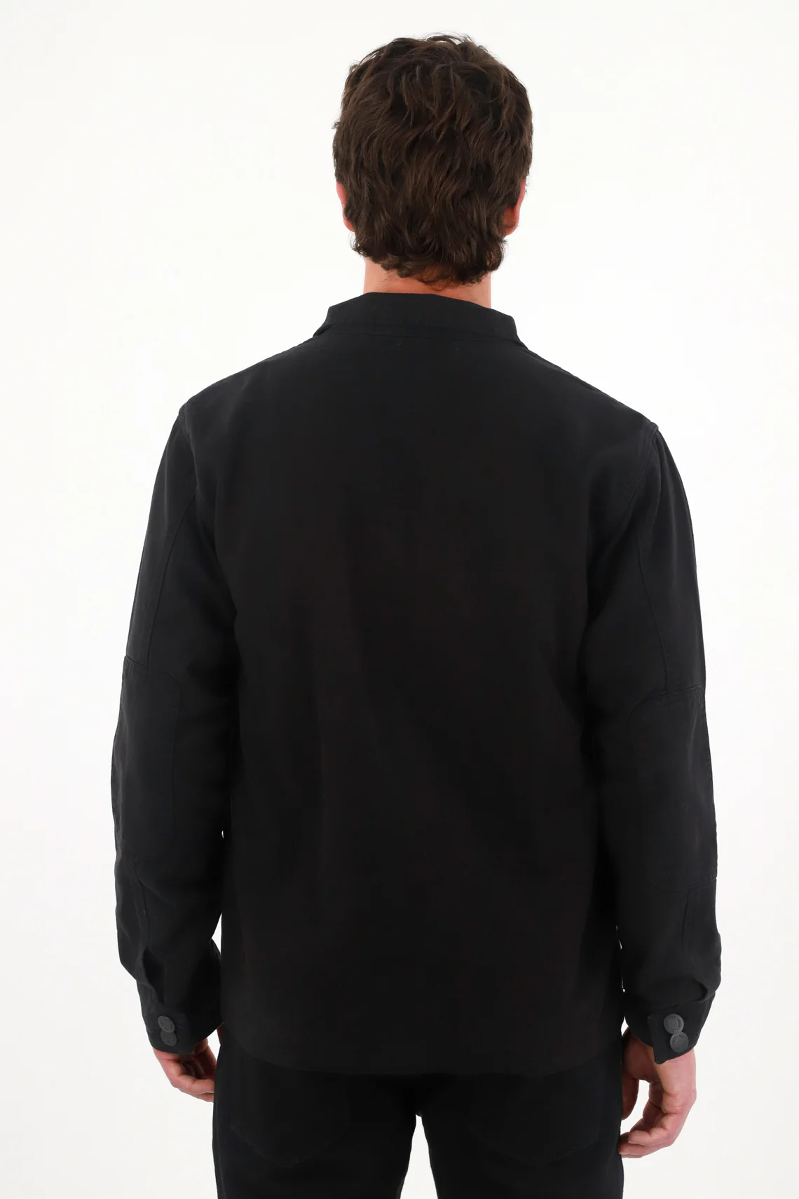 Men's Black Denim Jacket with Decorative Stitching - Image 4