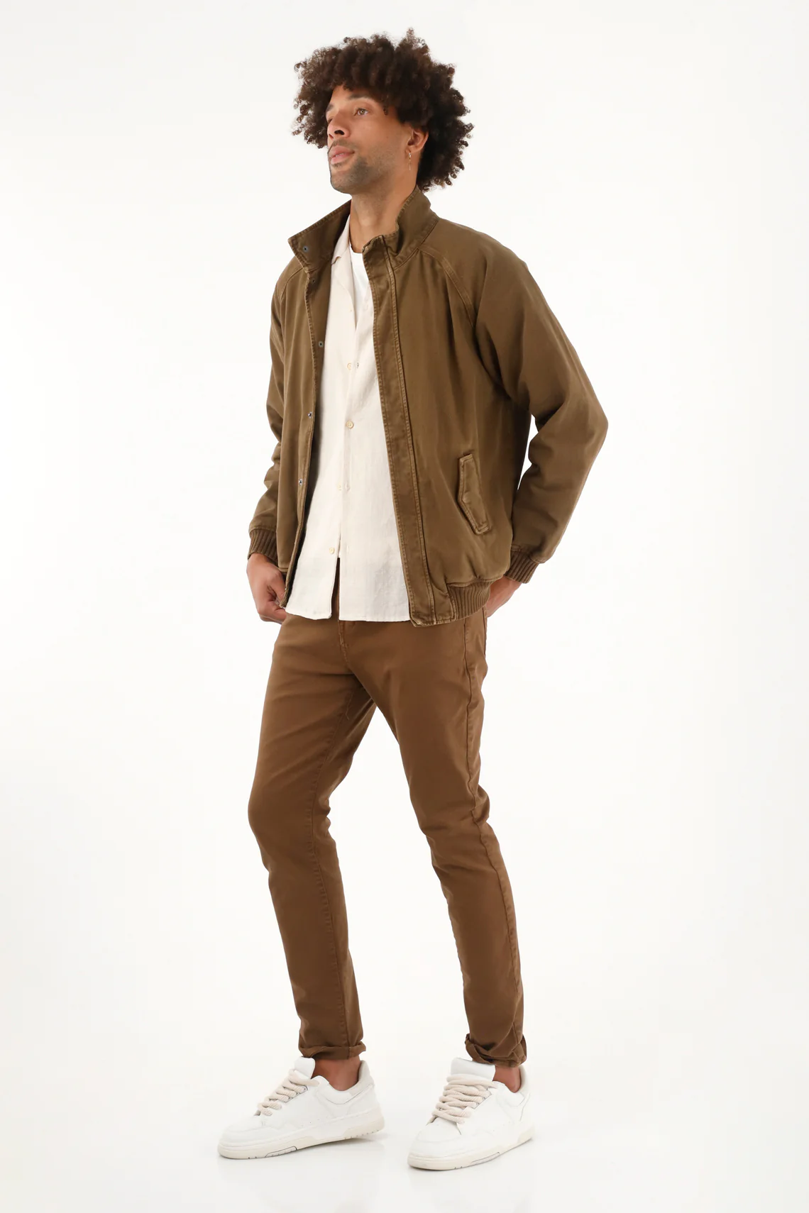 Men's Brown Bomber Jacket - Image 2