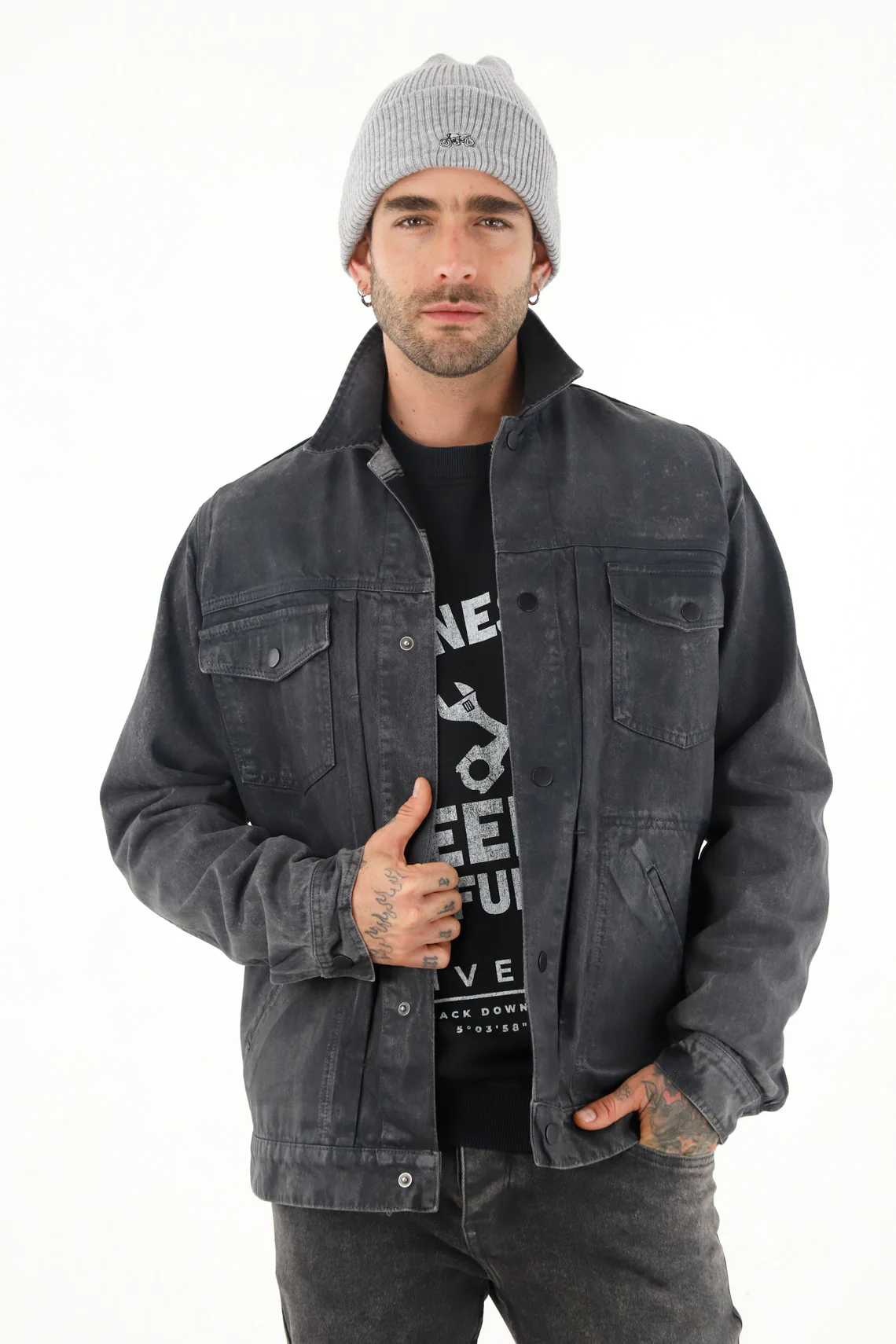 Men's Faux Leather Trucker Jacket - Image 4