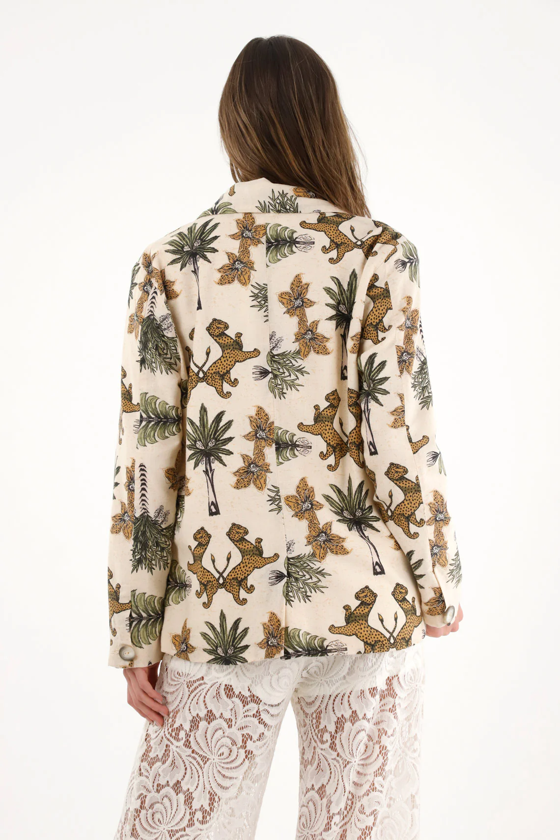 Women's Palm and Tiger Print Blazer - Image 4