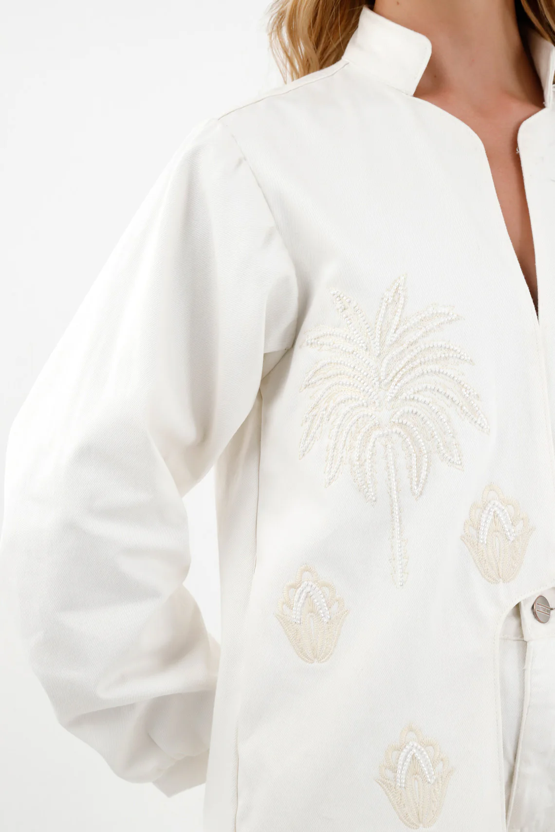 Women's Long Off-White Coat - Image 3