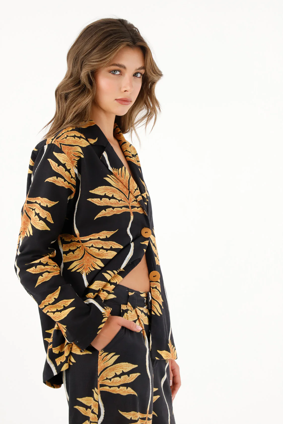 Women's Black Printed Oversized Coat