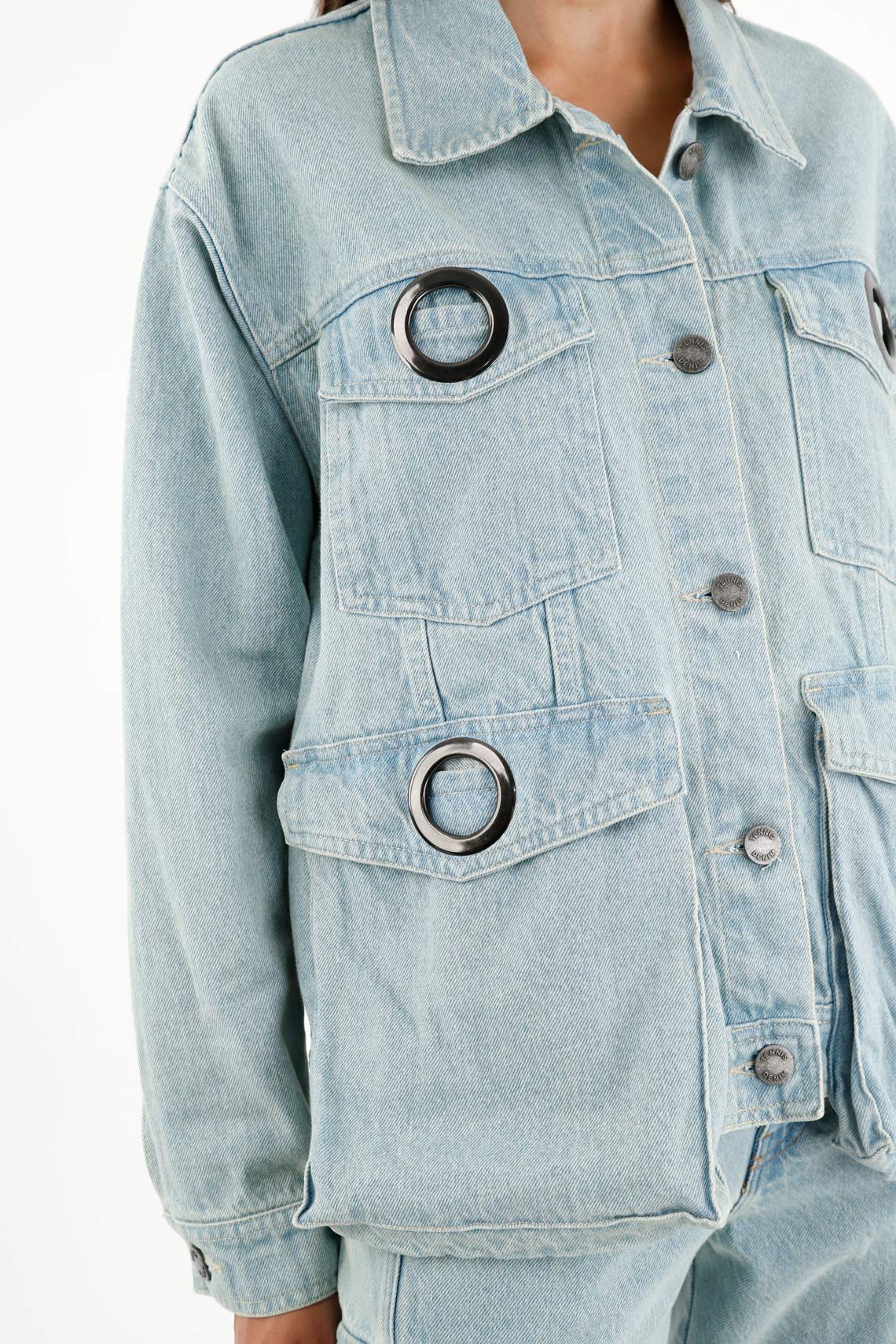Women's Blue Cargo Pocket Jacket - Image 3