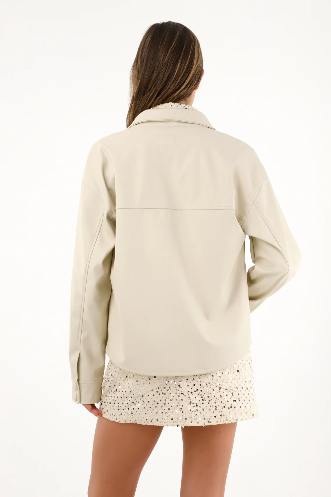 Women's Raw Faux Leather Jacket - Image 4