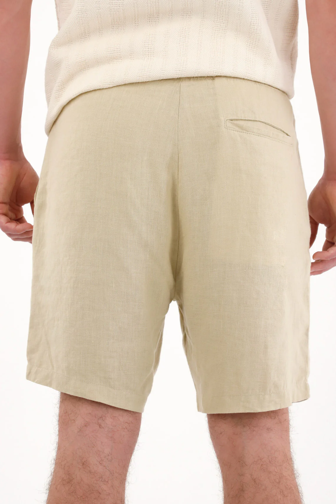 Men's Green 100% Linen Chino Shorts - Image 5