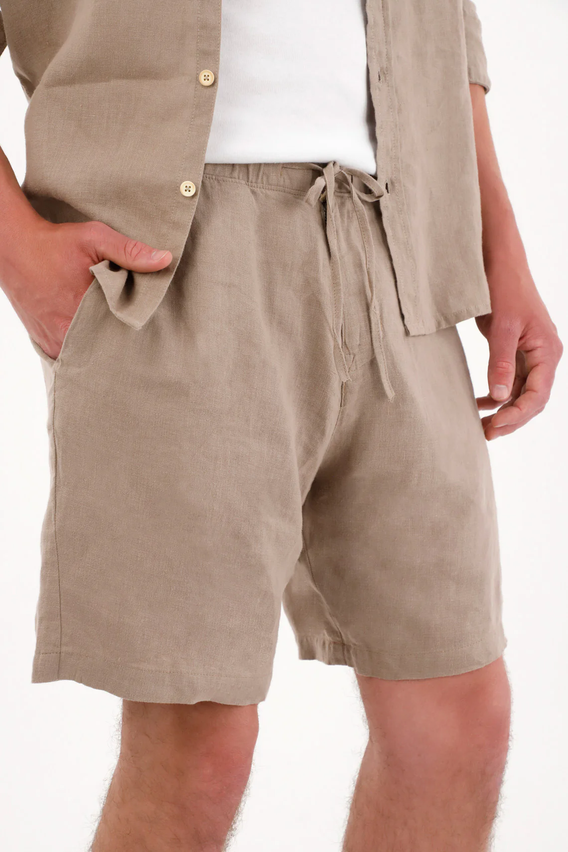 100% Linen Bermuda Shorts with Pockets for Men
