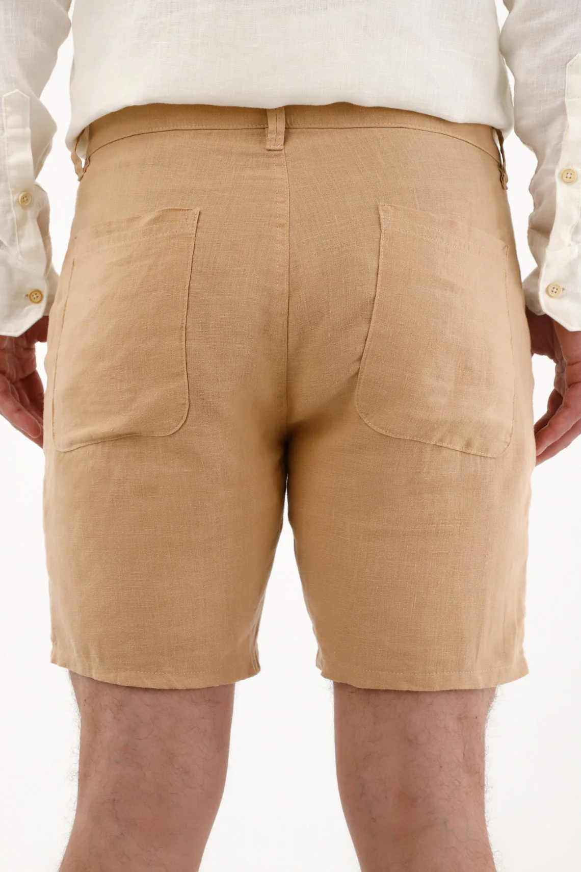 Men's 100% Linen Brown Bermuda Shorts - Image 5