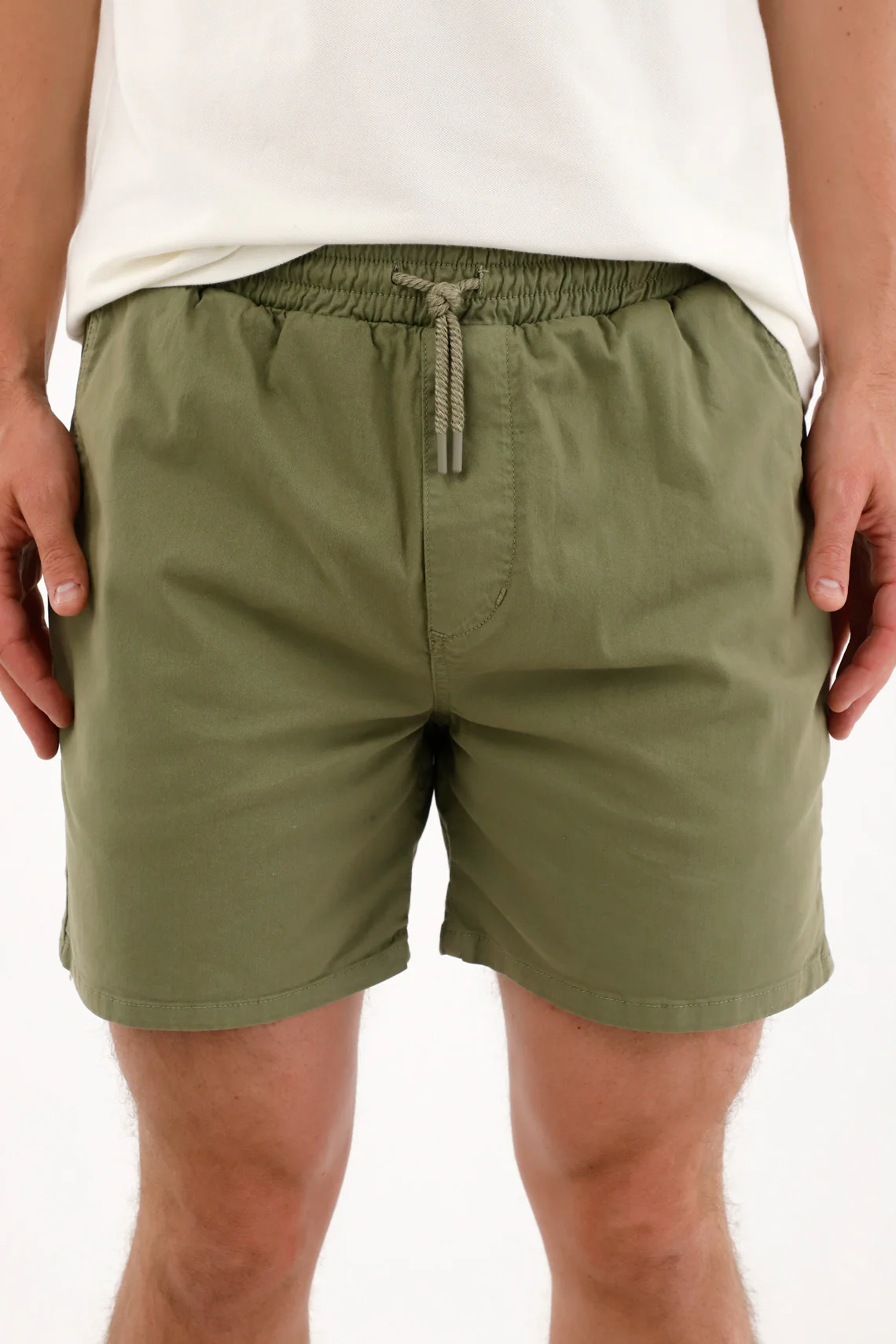 Men's Green Elastic Waist Bermuda Shorts