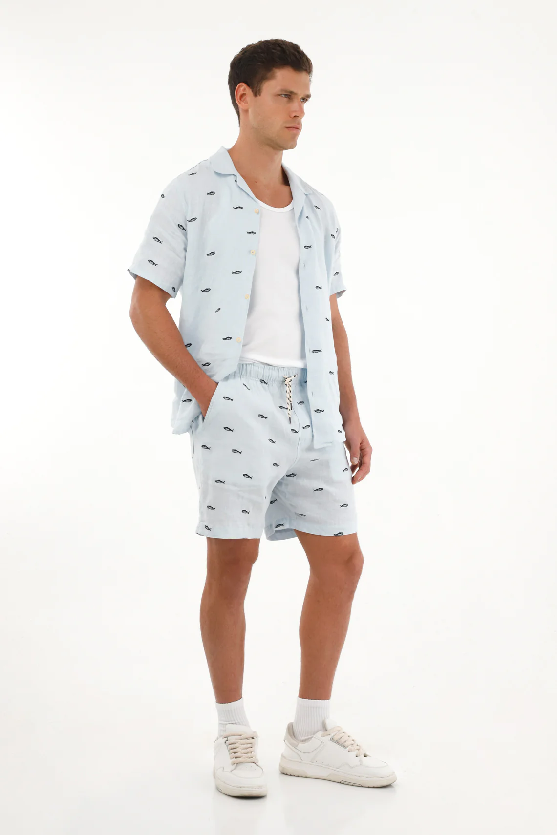 Blue Bermuda Shorts with Elastic Waistband for Men - Image 2
