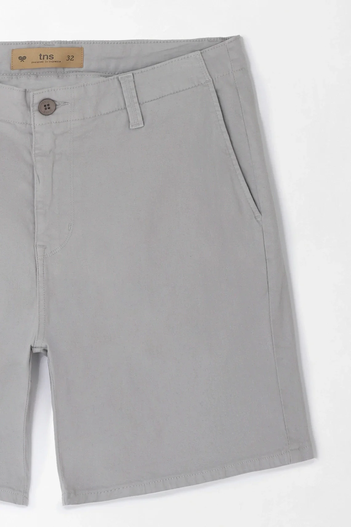 Men's Bermuda Shorts in Light Gray Cotton, Traditional Fit with Diagonal Chino Pockets - Image 3