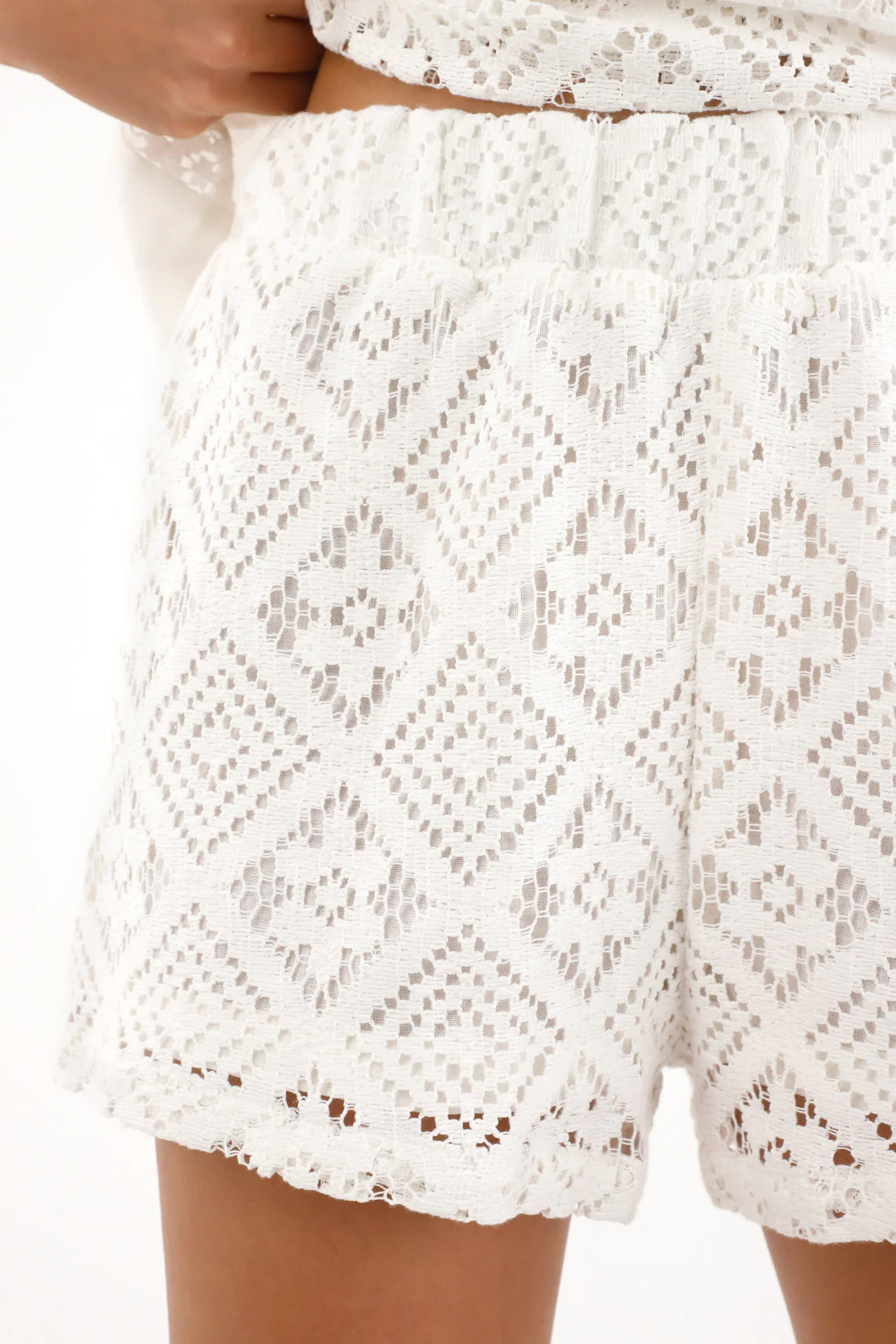 Women's Woven Fabric Shorts in Cream - Image 4