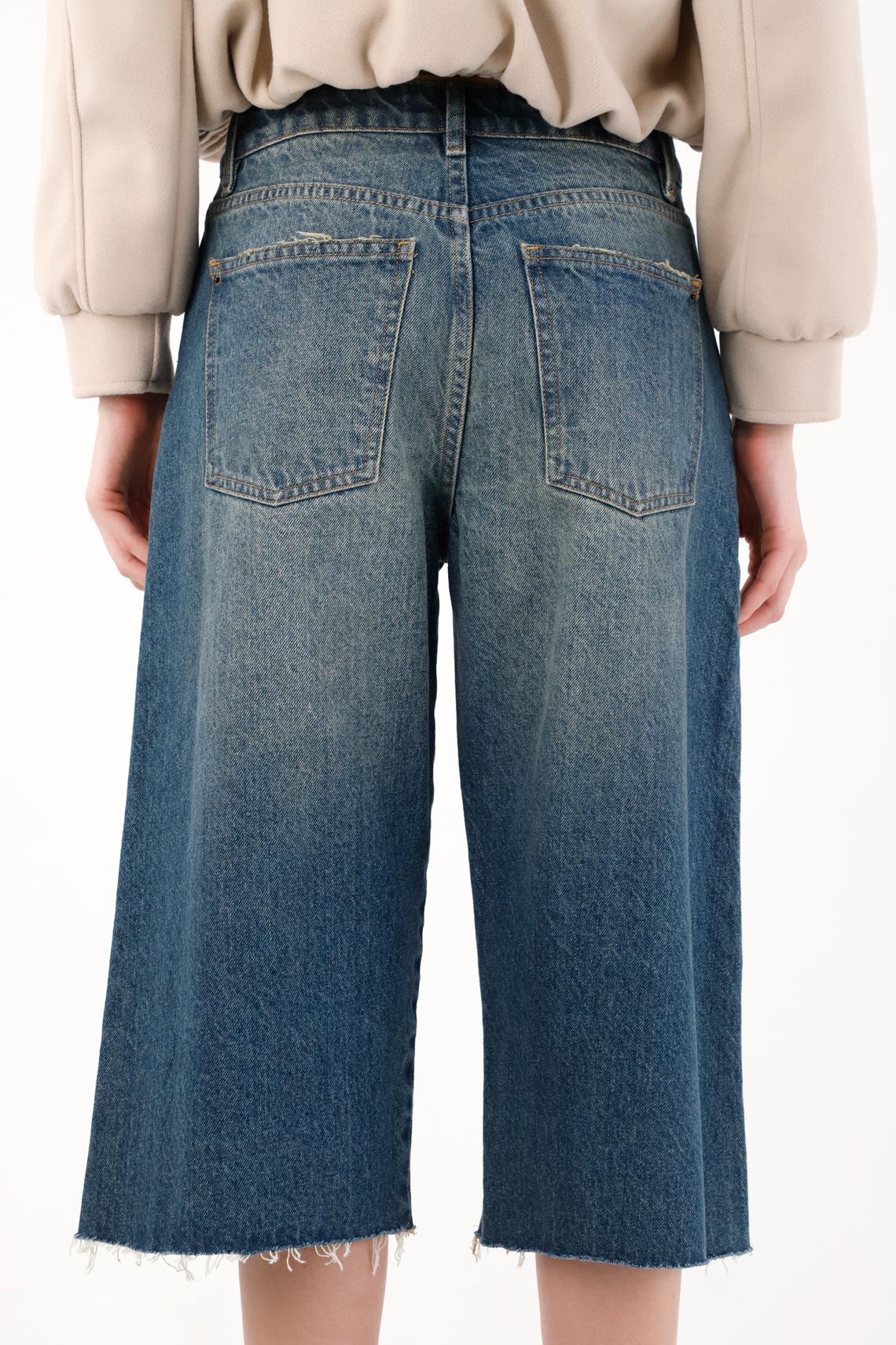 Women's Denim Cut-Off Bermuda Shorts in Blue - Image 4