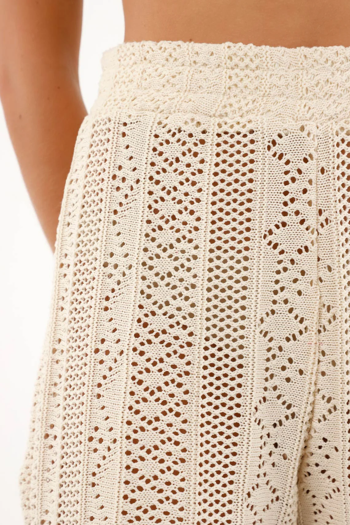 Women's Cream Crochet Bermuda Shorts - Image 3