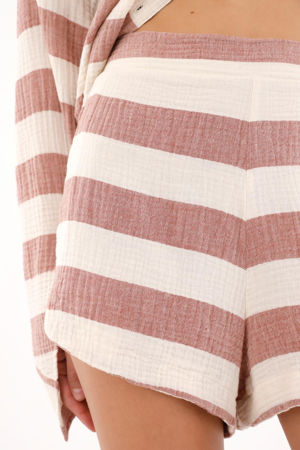 Women's Pink Striped Design Shorts - Image 3
