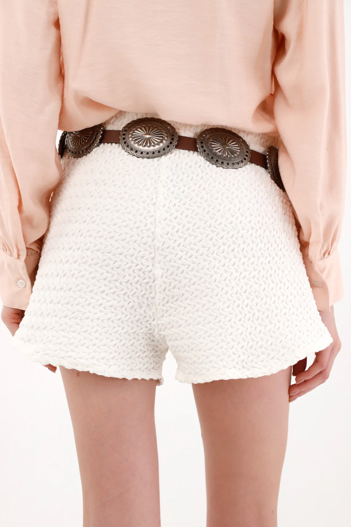 Women's Cream Sporty Elastic Waist Shorts - Image 4
