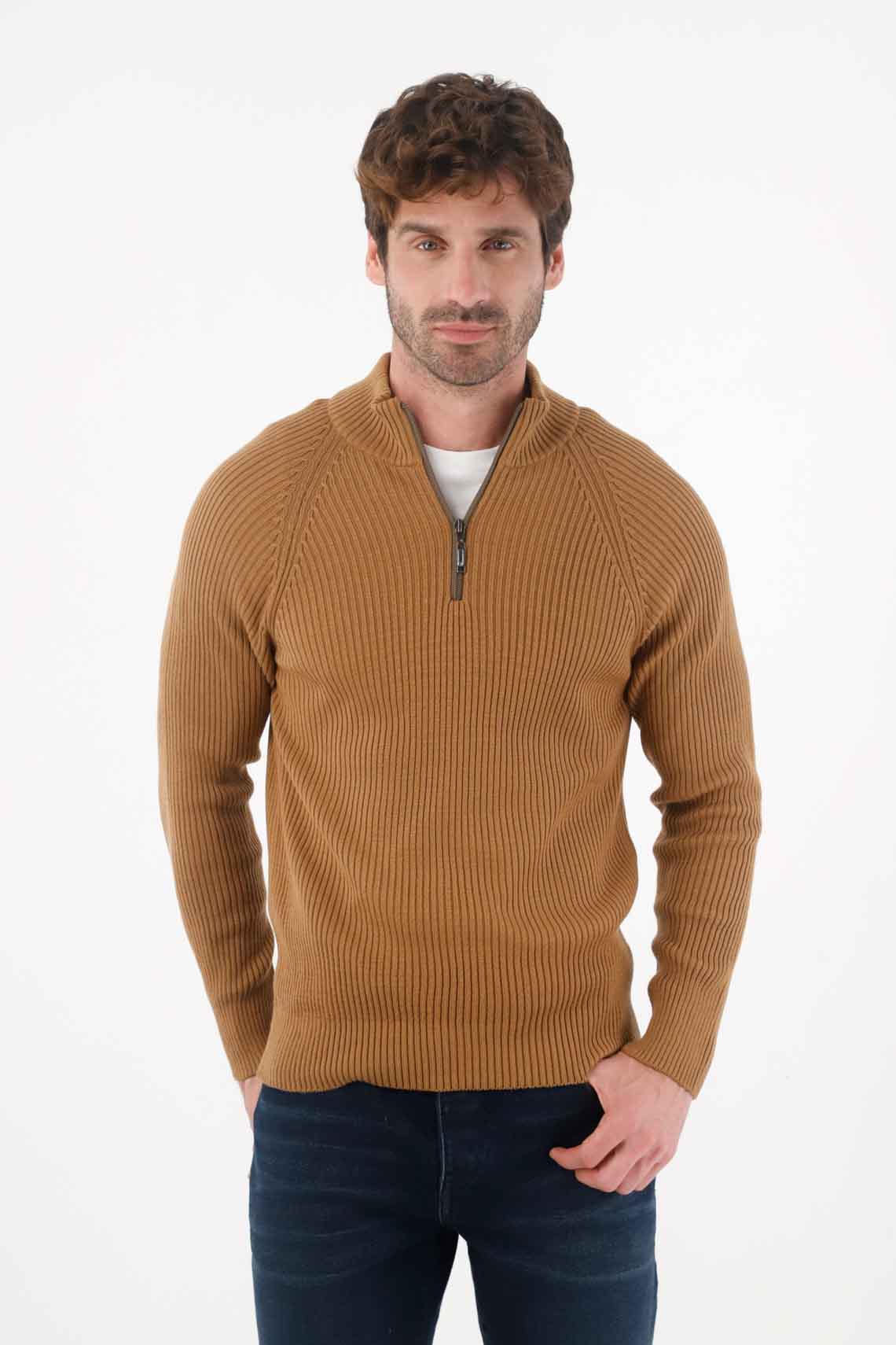Brown High Neck Sweatshirt for Men - Image 3