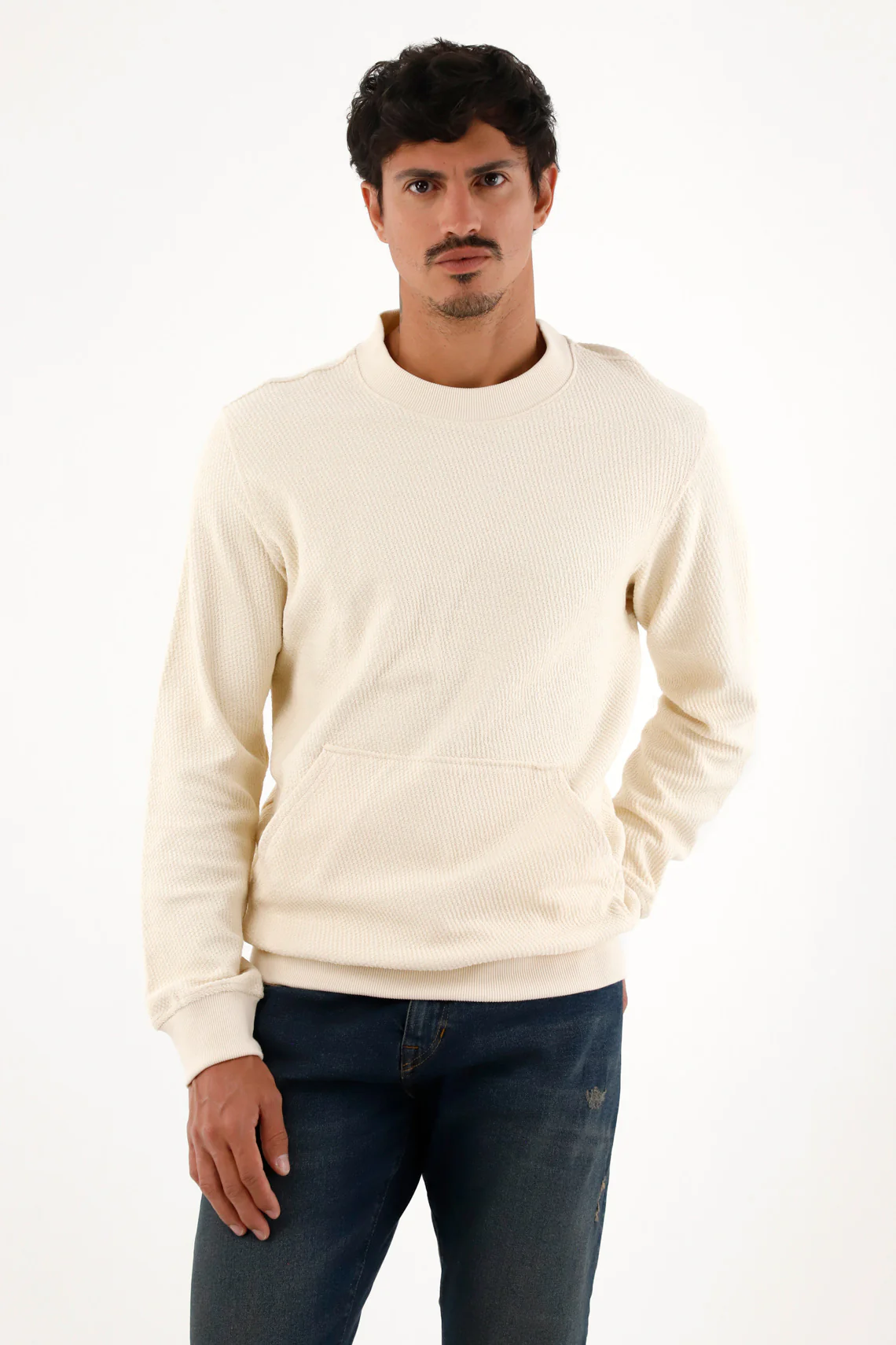 Stylish Cream Closed Design Sweatshirt for Men