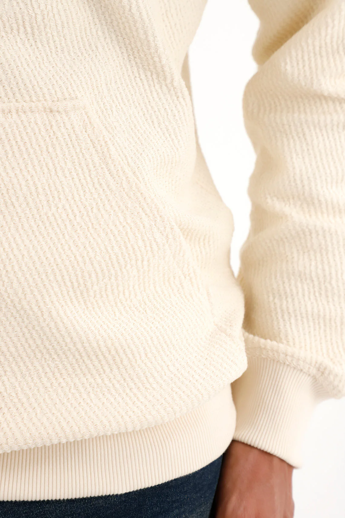 Stylish Cream Closed Design Sweatshirt for Men - Image 3