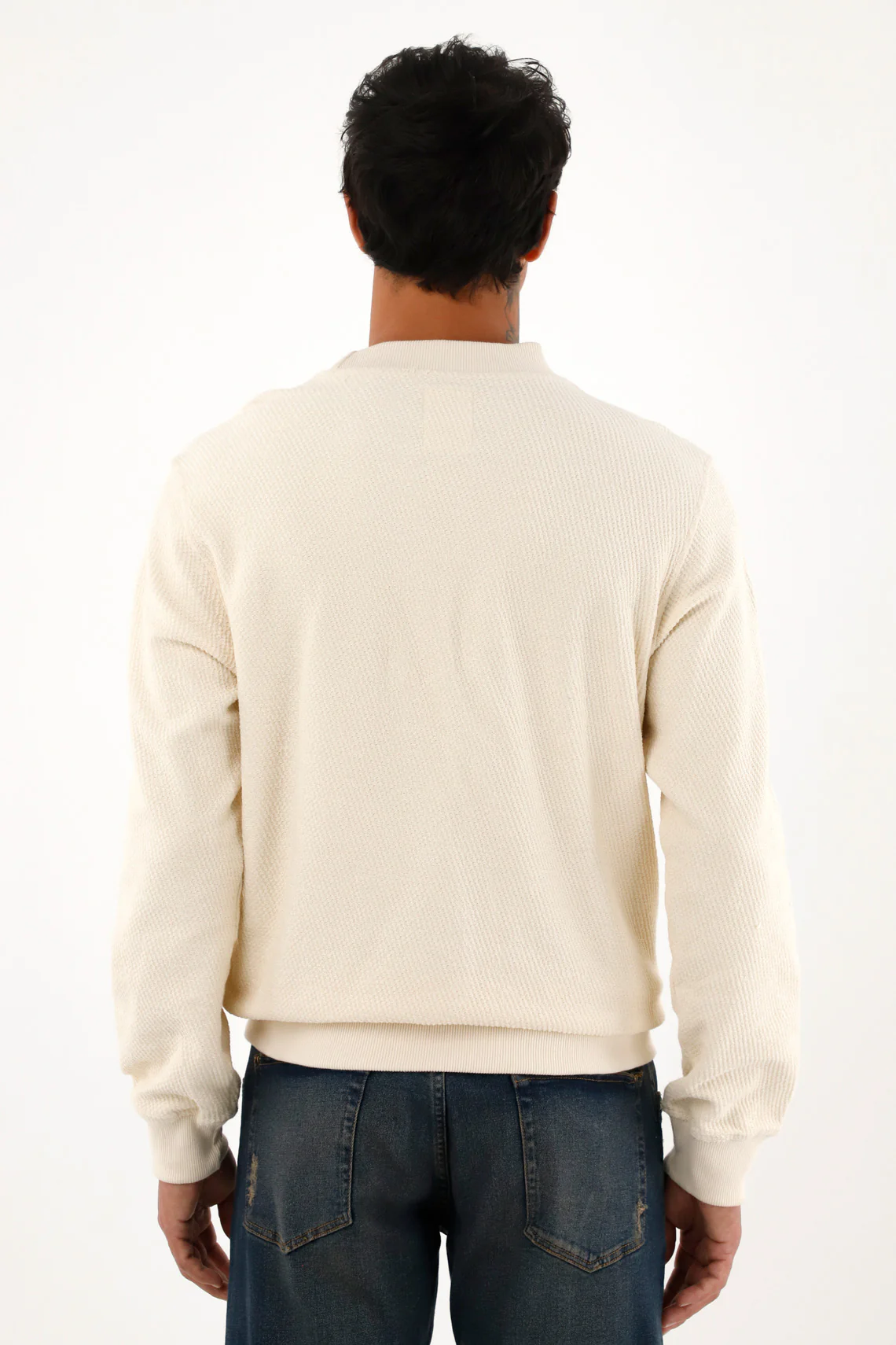 Stylish Cream Closed Design Sweatshirt for Men - Image 4
