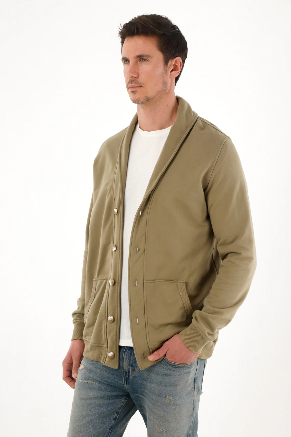 Men's Green Collared Pullover