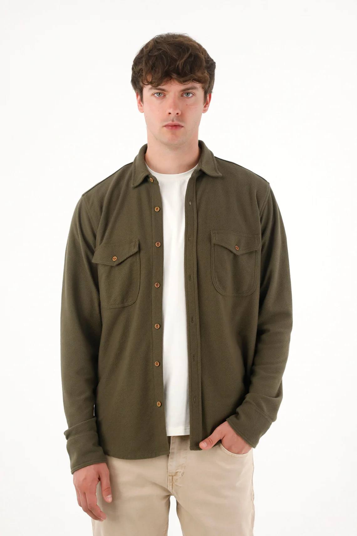 Green Button-Up Sweatshirt for Men - Image 3