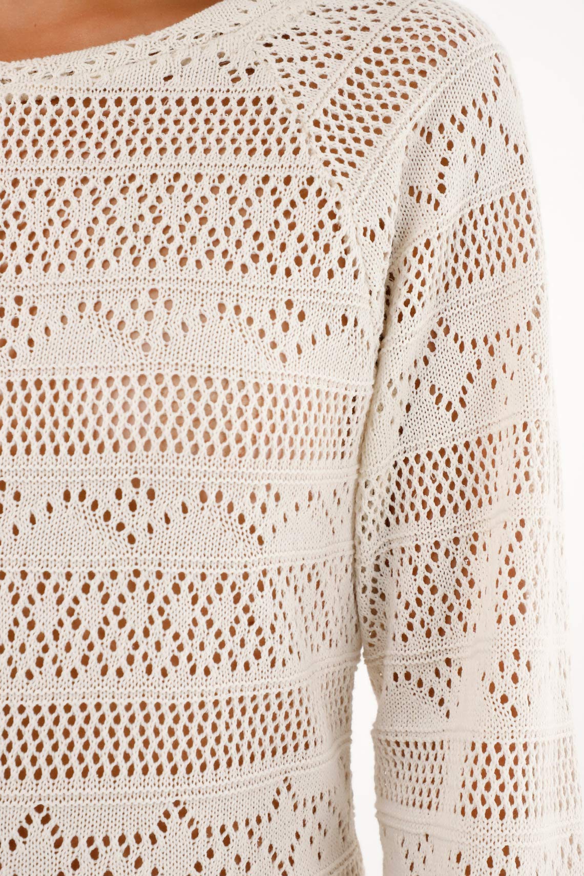 Women's Cream Sweater with Crochet Design - Image 5