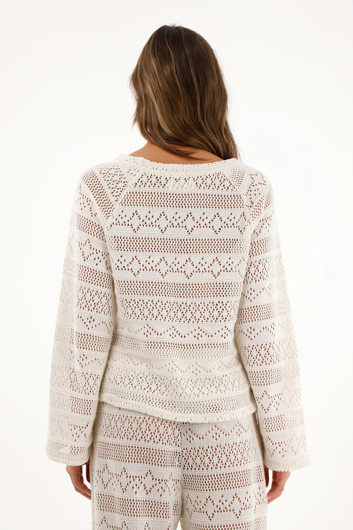 Women's Cream Sweater with Crochet Design - Image 6