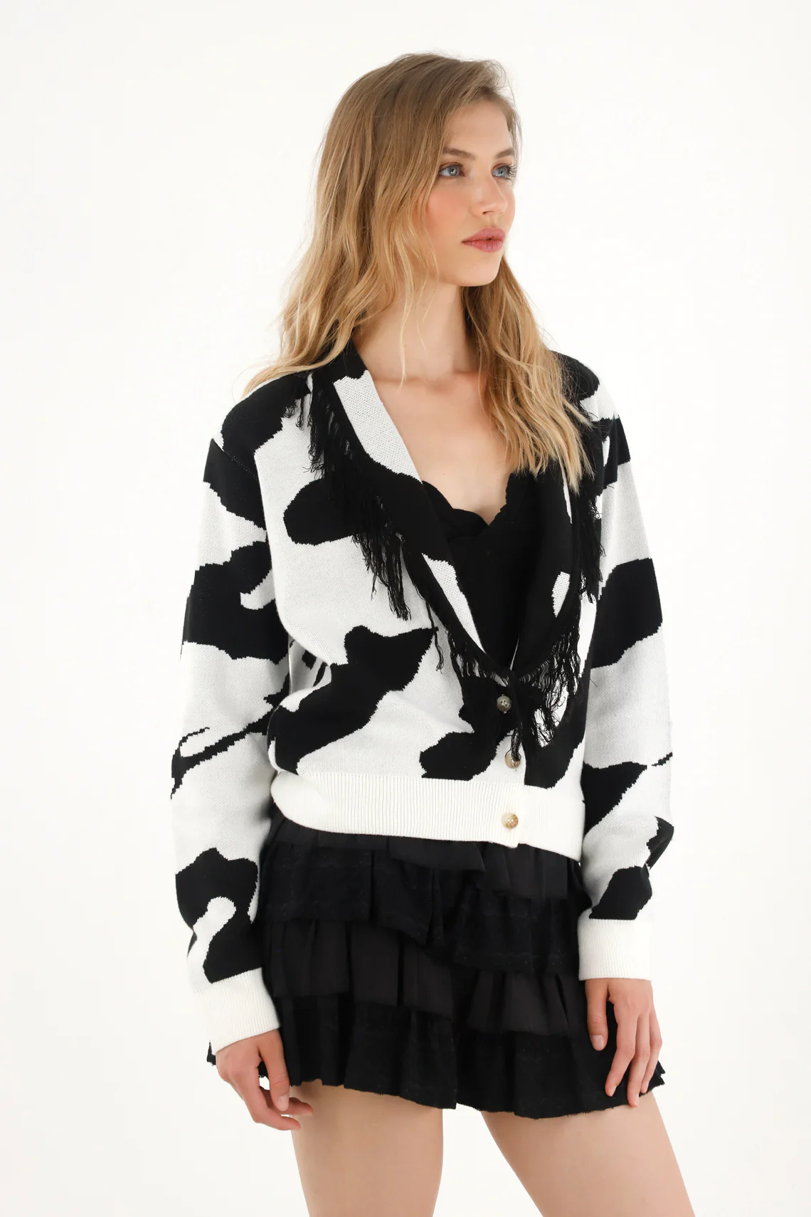 Women's Fringe Animal Print Hoodie