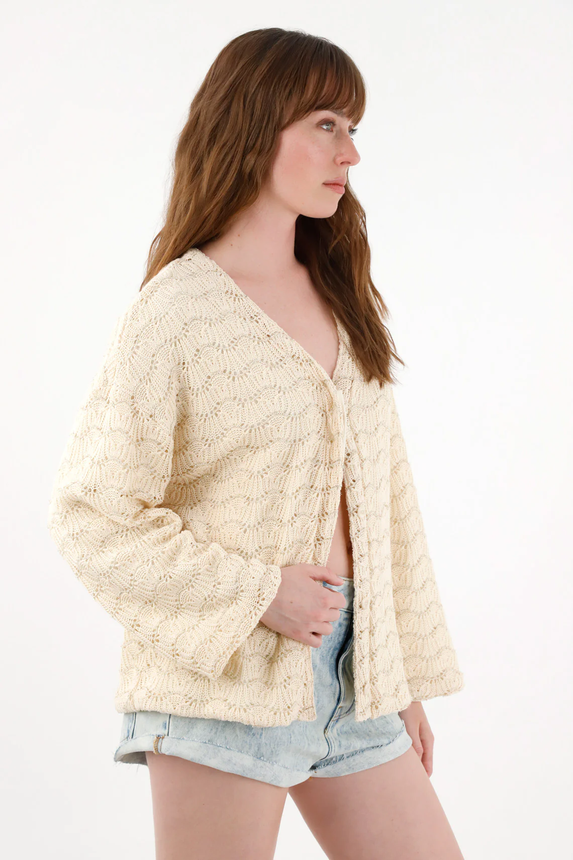 Womens Oversized Crudo Sweater with Shimmer - Image 3