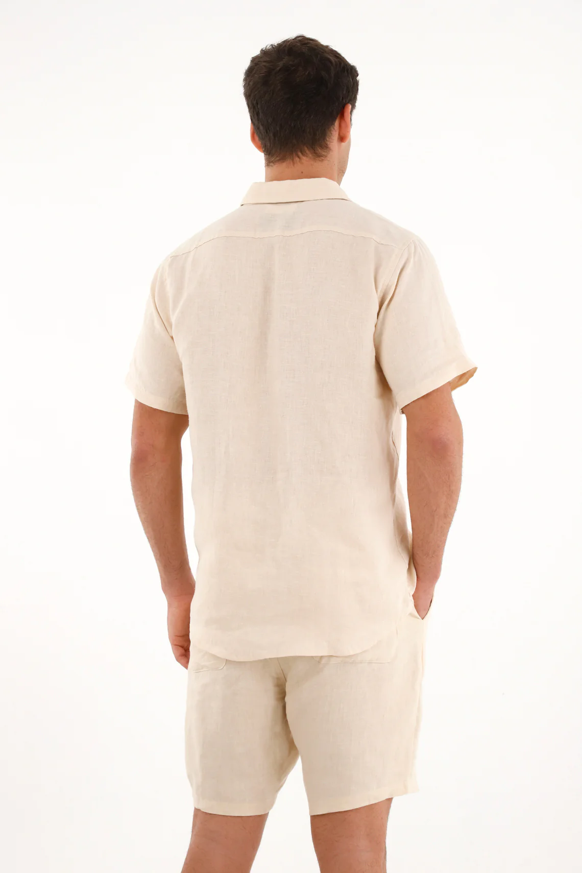 Men's Short Sleeve Shirt in 100% Raw Linen - Image 4
