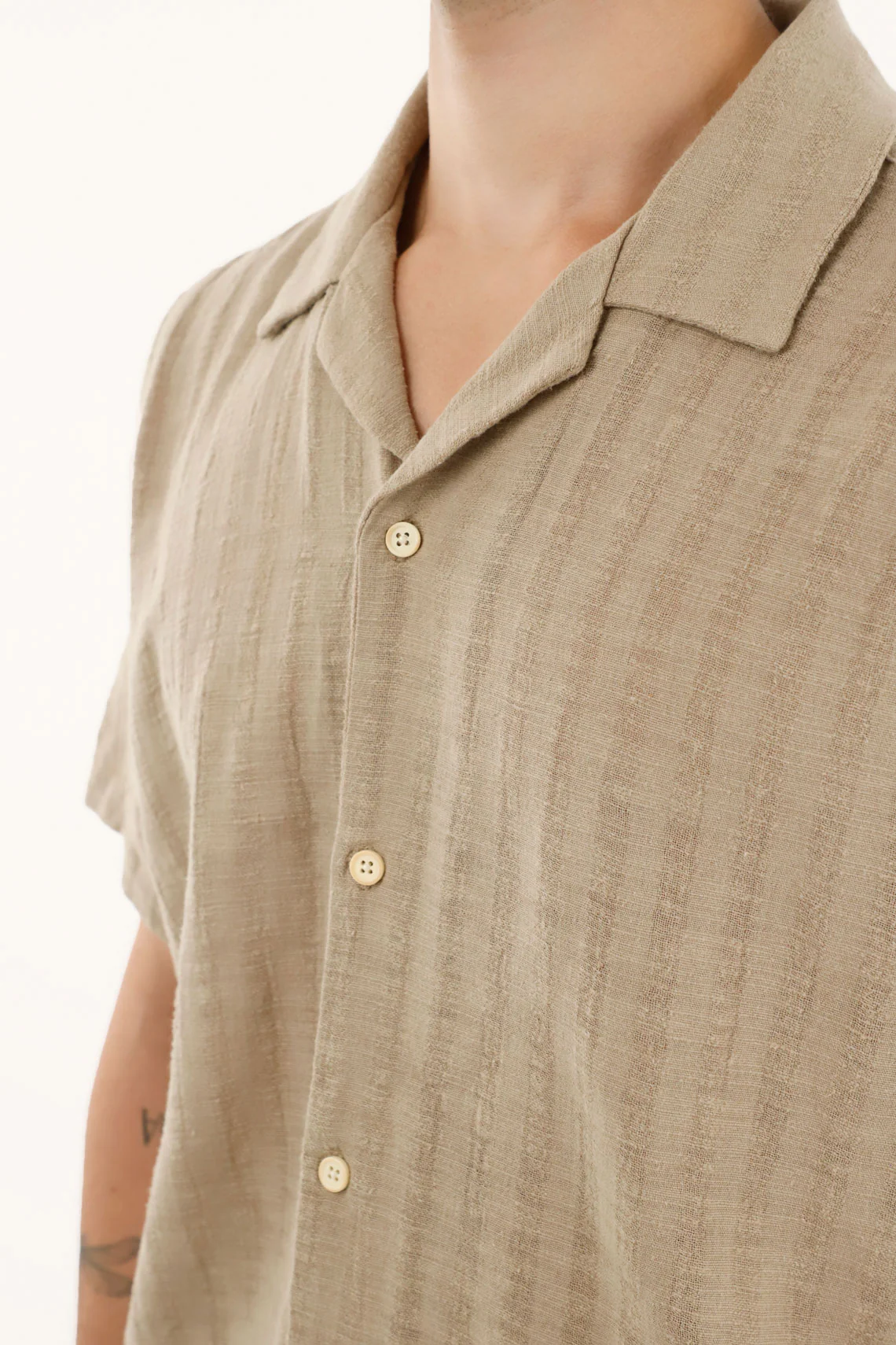 Men's Short Sleeve Brown Bowling Shirt - Image 3