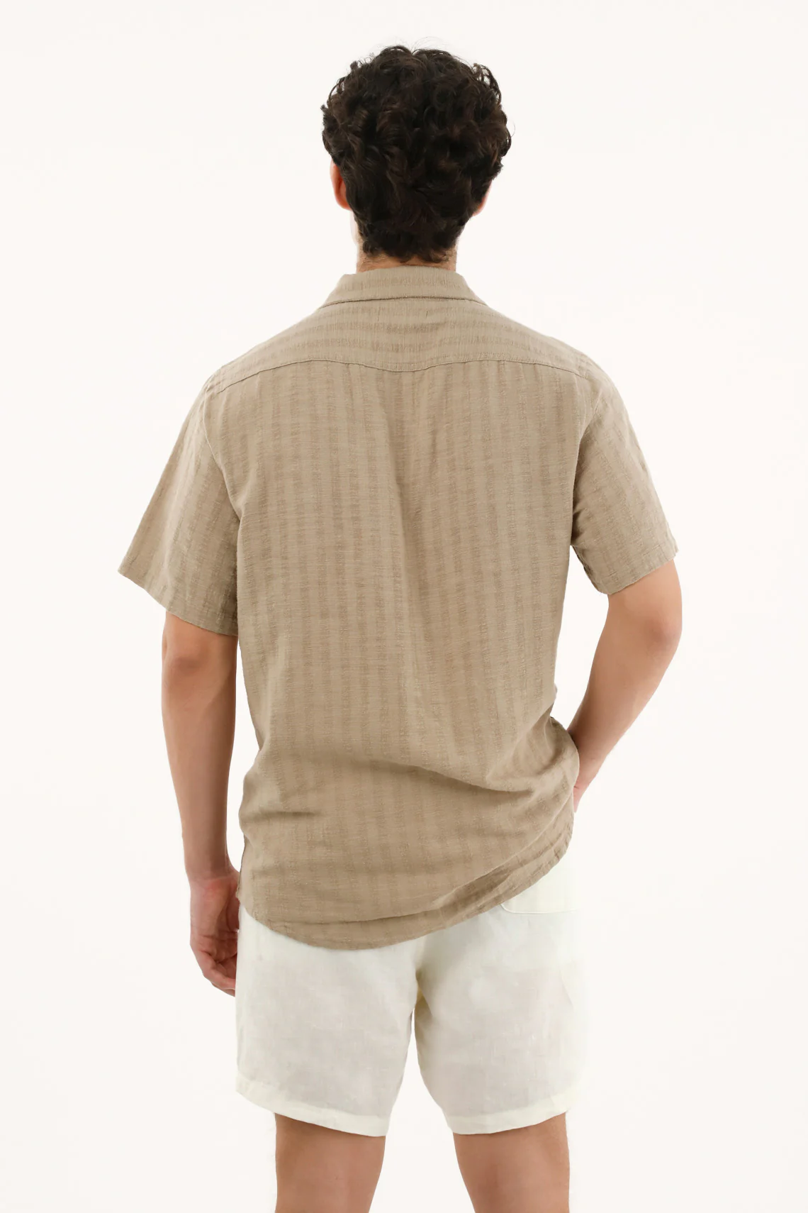 Men's Short Sleeve Brown Bowling Shirt - Image 4