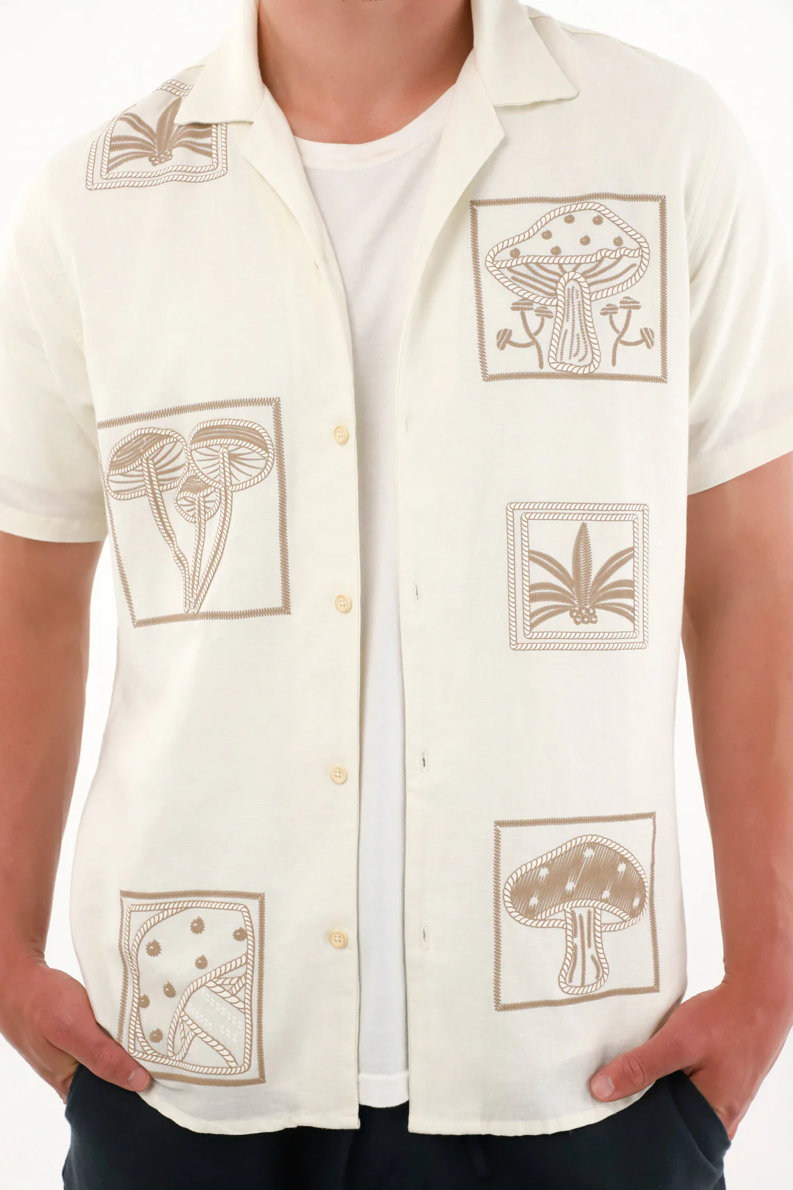 Men's Cream Bowling Shirt - Image 3