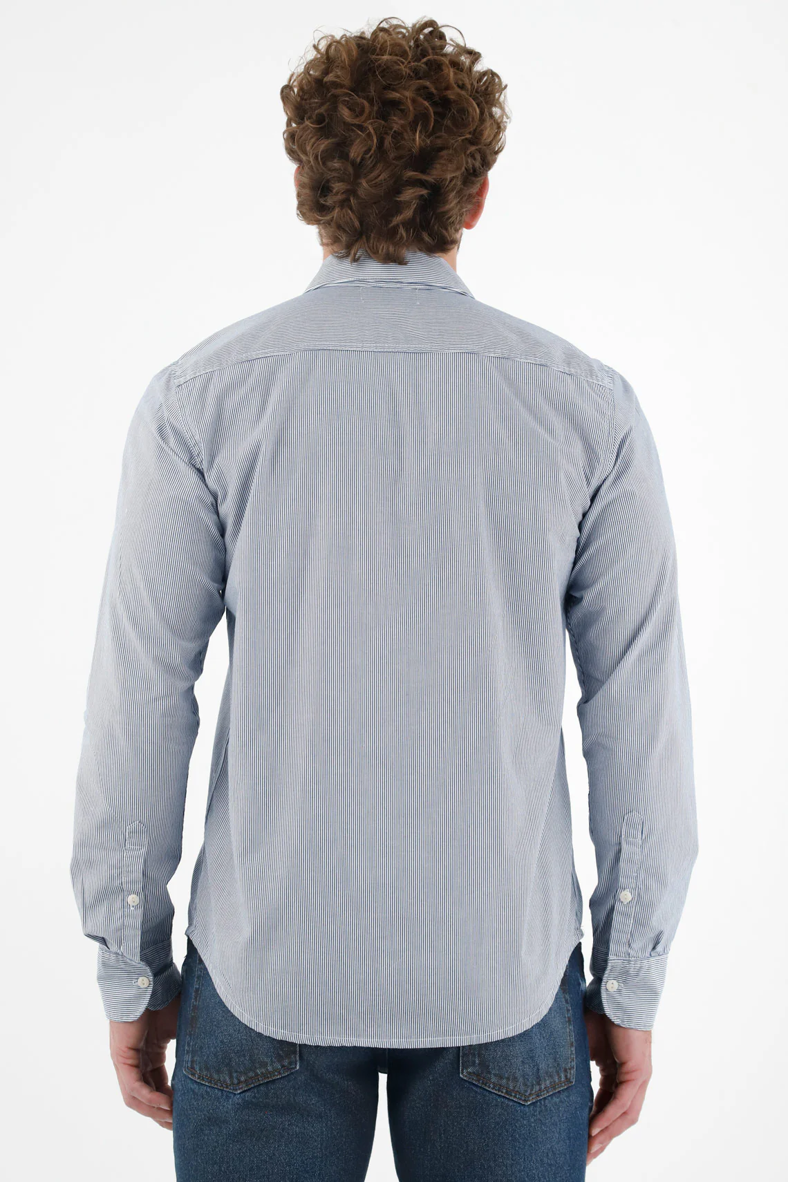 Men's Blue French Collar Shirt - Image 4