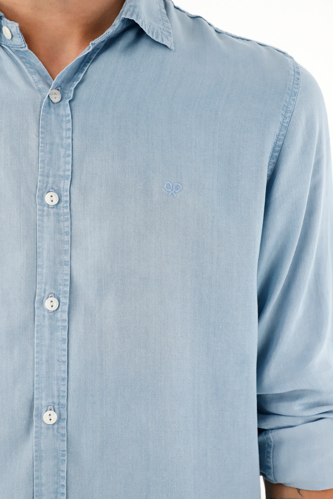 Men's Classic Blue Long-Sleeve Shirt - Image 3