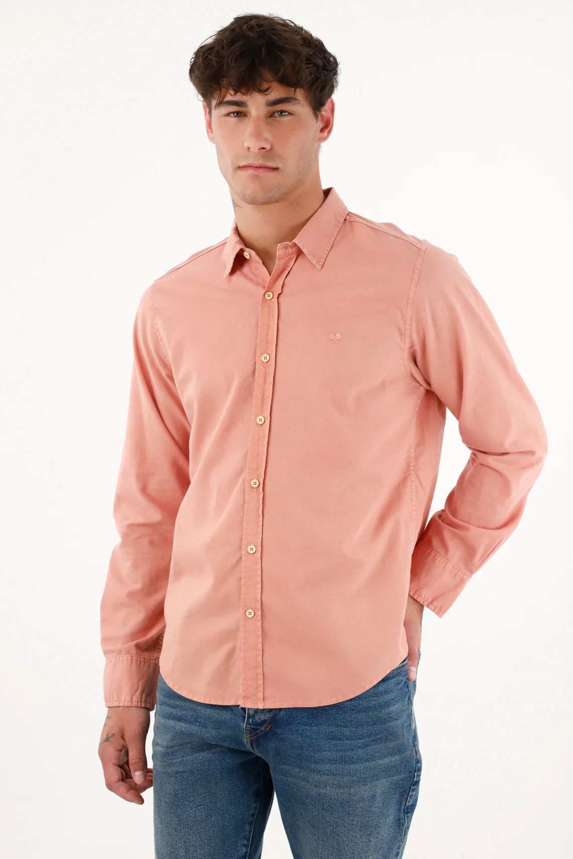 Men's Long Pink Oxford Cloth Shirt - Image 3