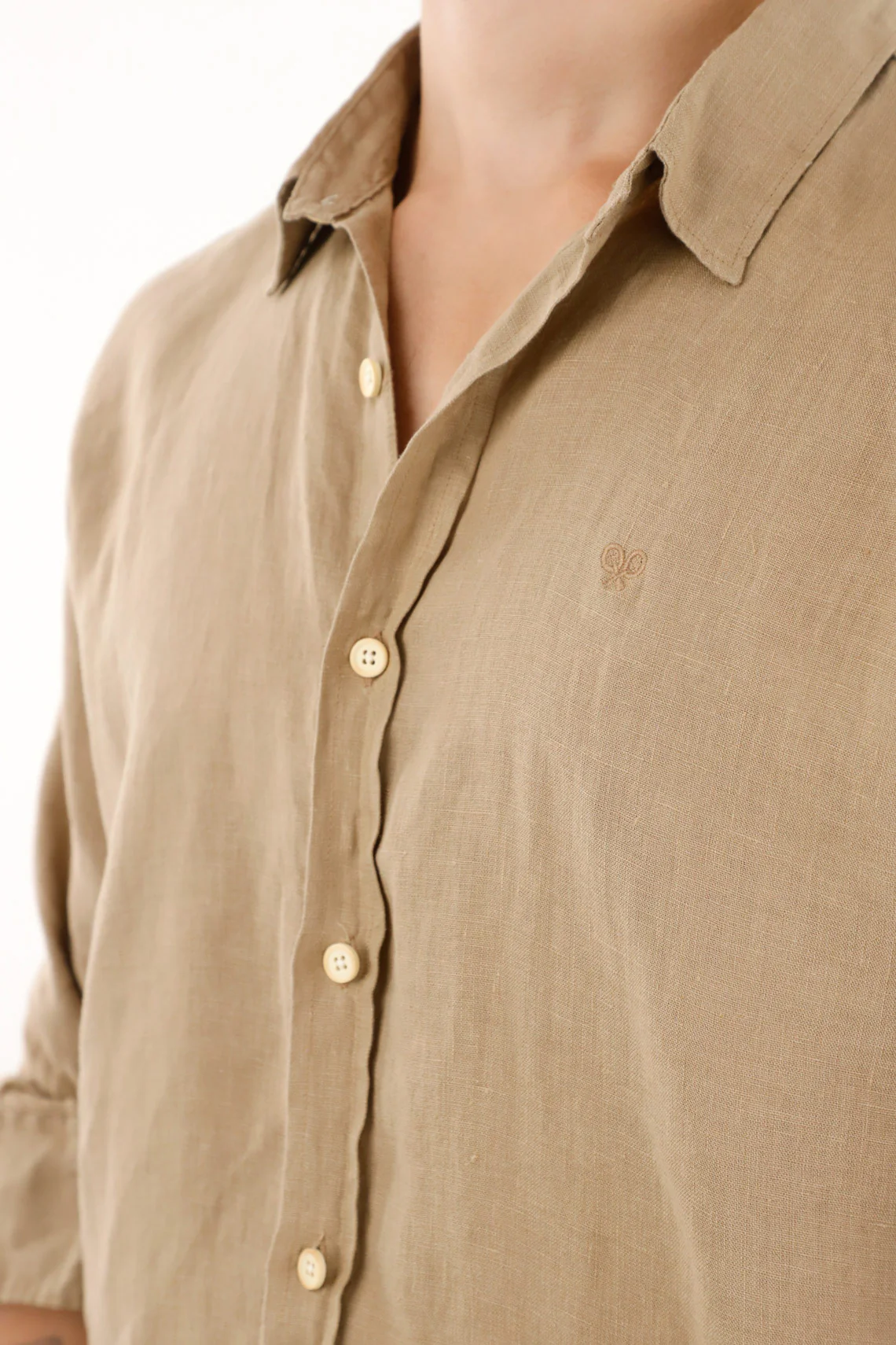 Men's Long Sleeve 100% Linen Brown Shirt - Image 3