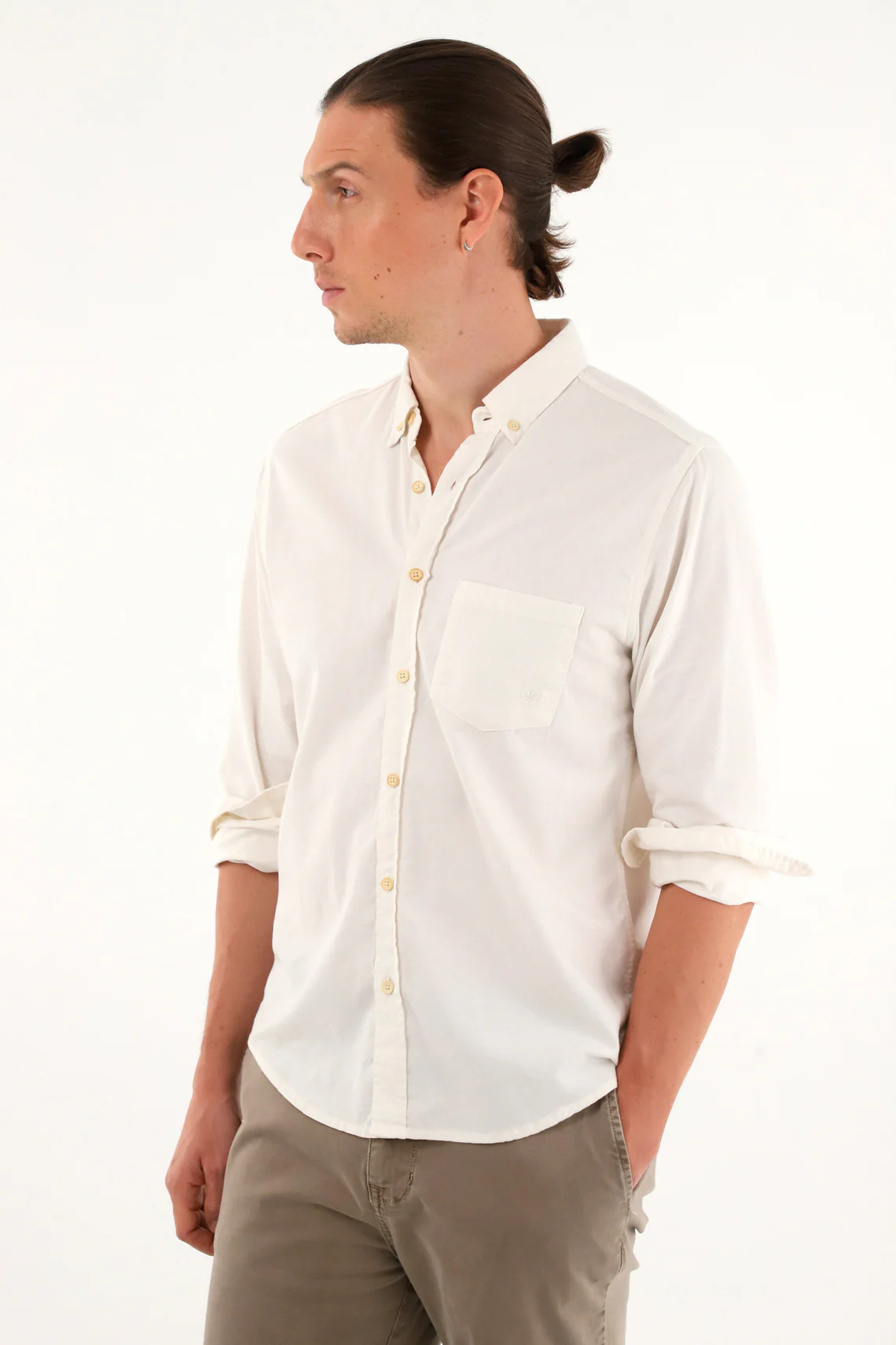 Men's Cream Shirt with Front Pockets - Image 4