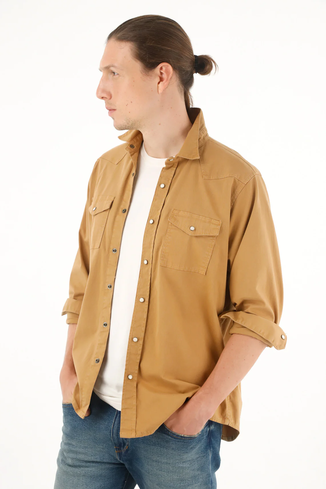 Men's long sleeve brown shirt - Image 2