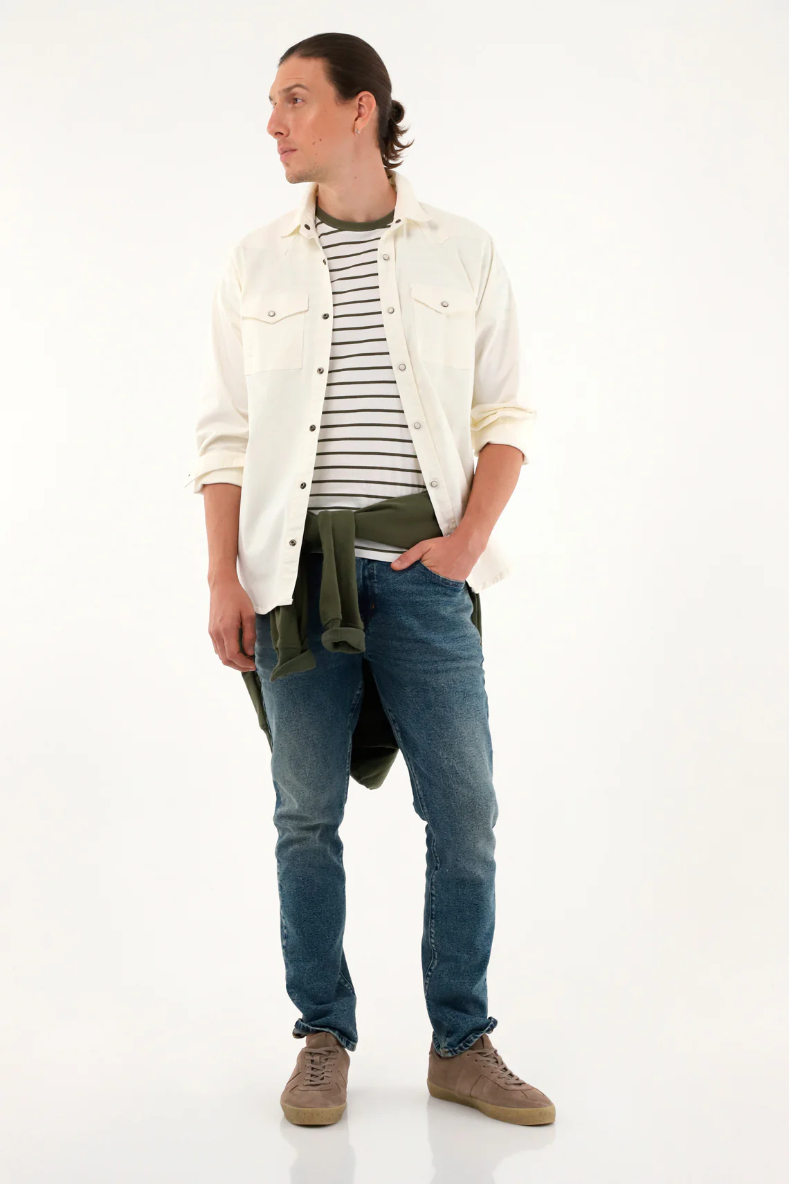 Men's long sleeve cream shirt - Image 2