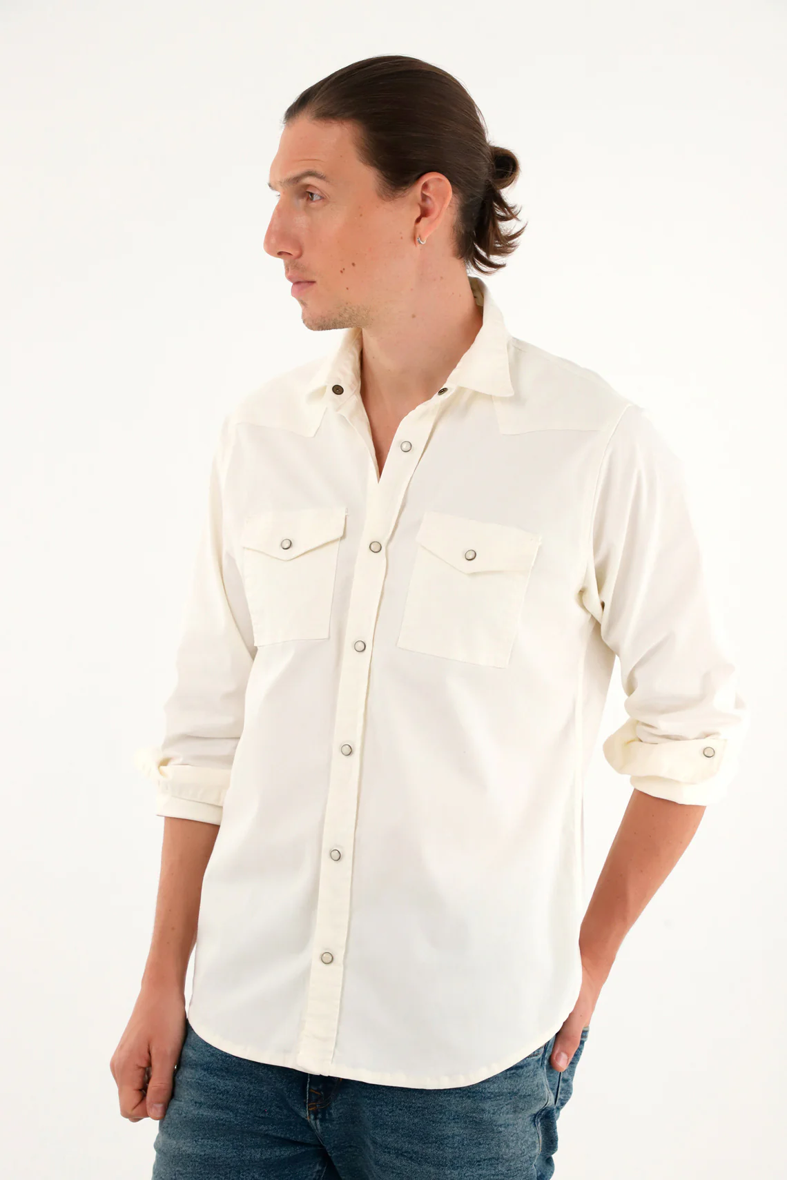 Men's long sleeve cream shirt - Image 3