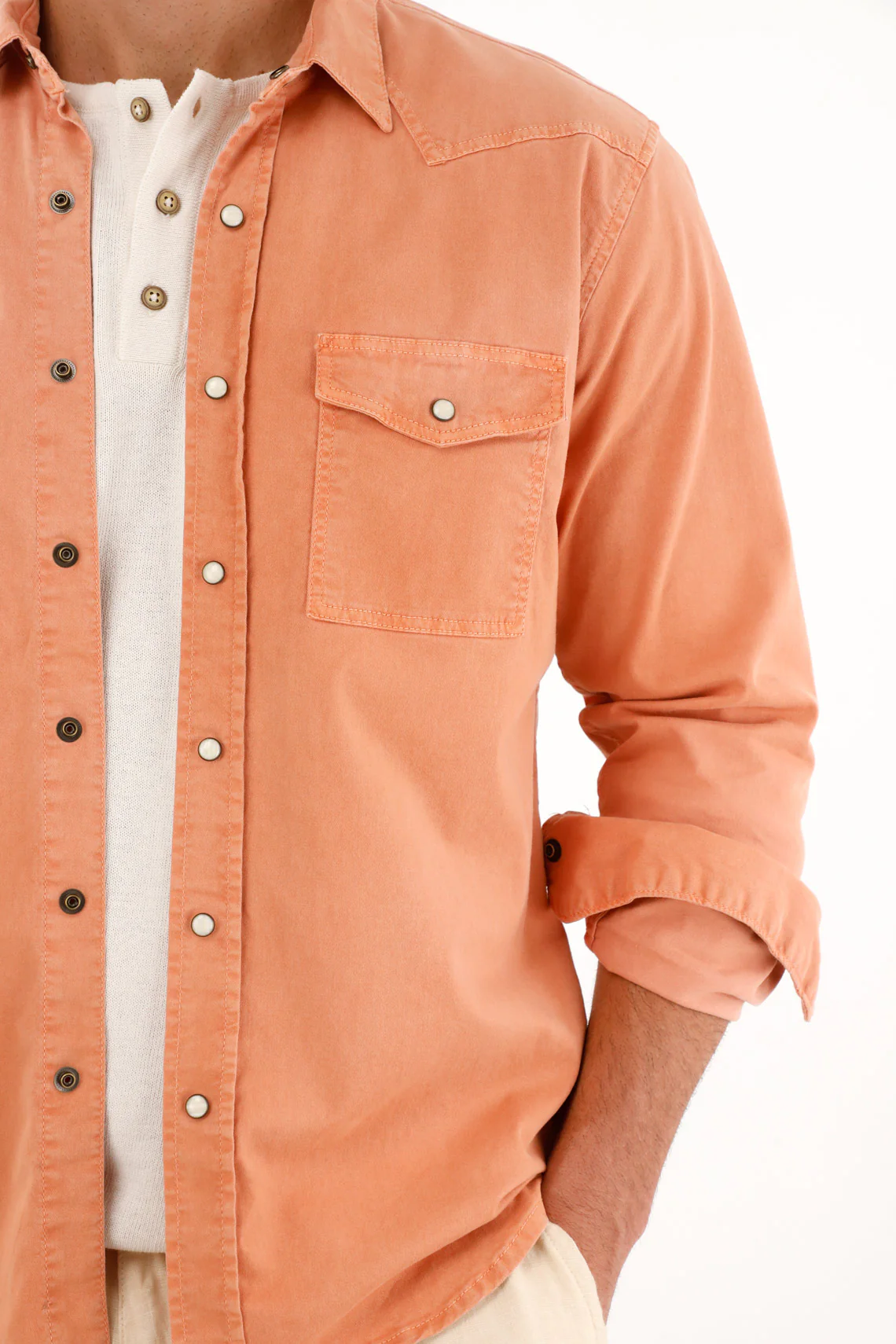Men's Long Sleeve Orange Shirt - Image 3