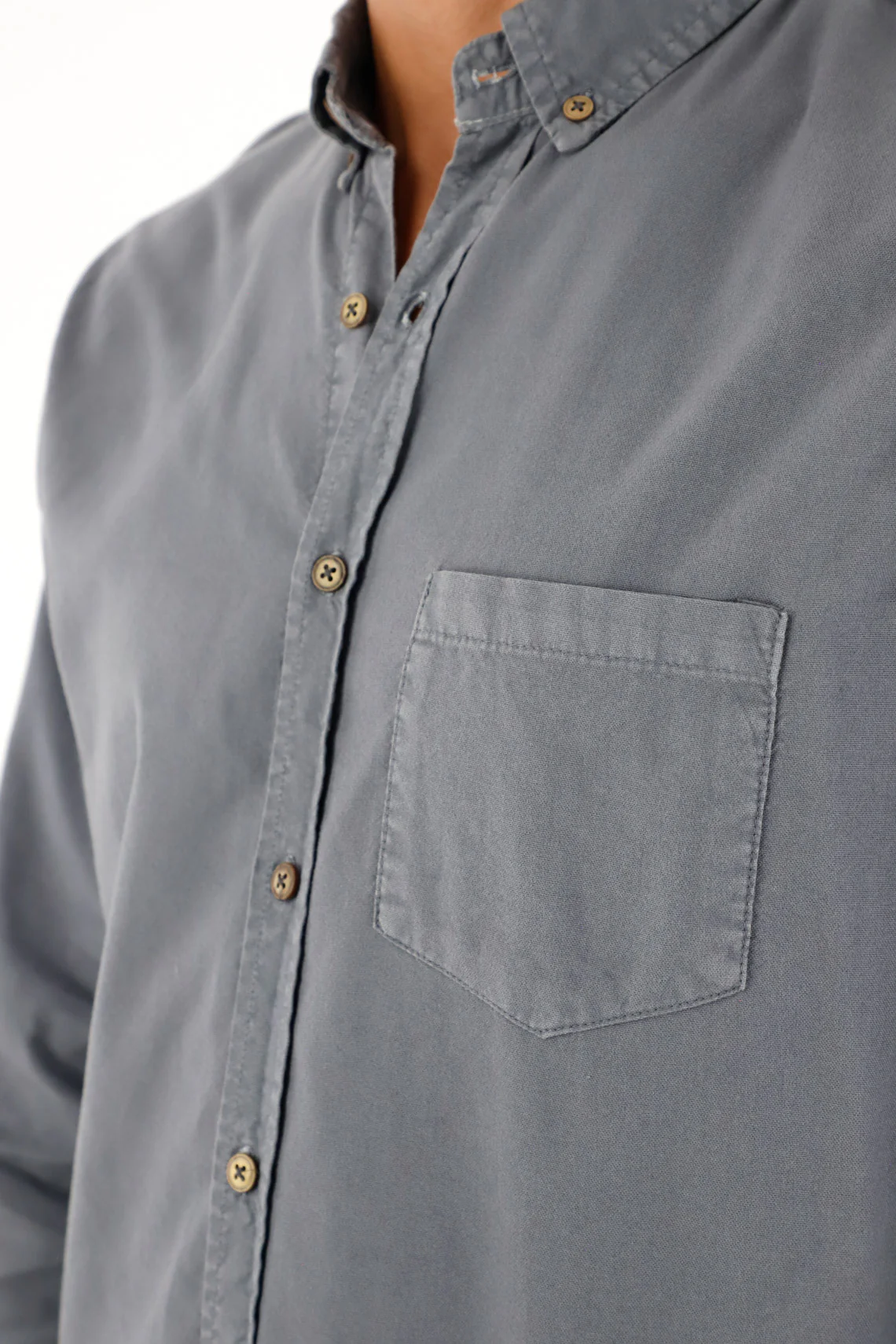 Men's Blue Long Sleeve Oxford Shirt - Image 2