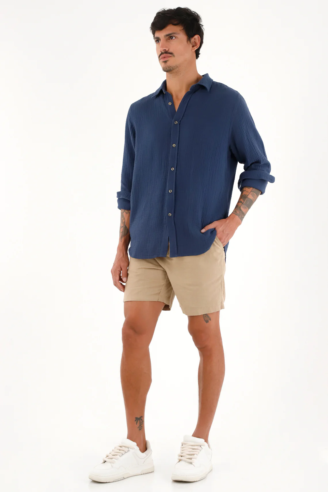 Men's Long Sleeve Blue Shirt - Image 3