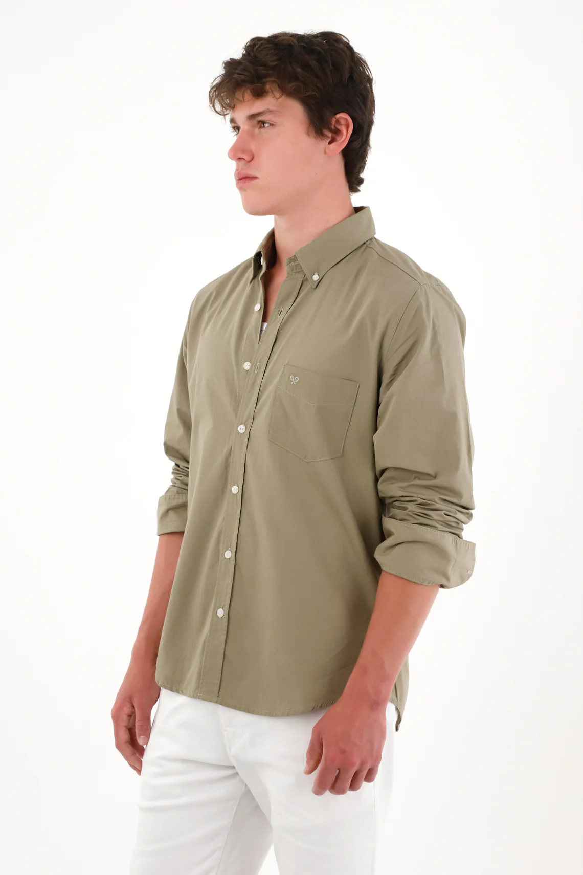 Green Long Sleeve Shirt with Pocket for Men - Image 3