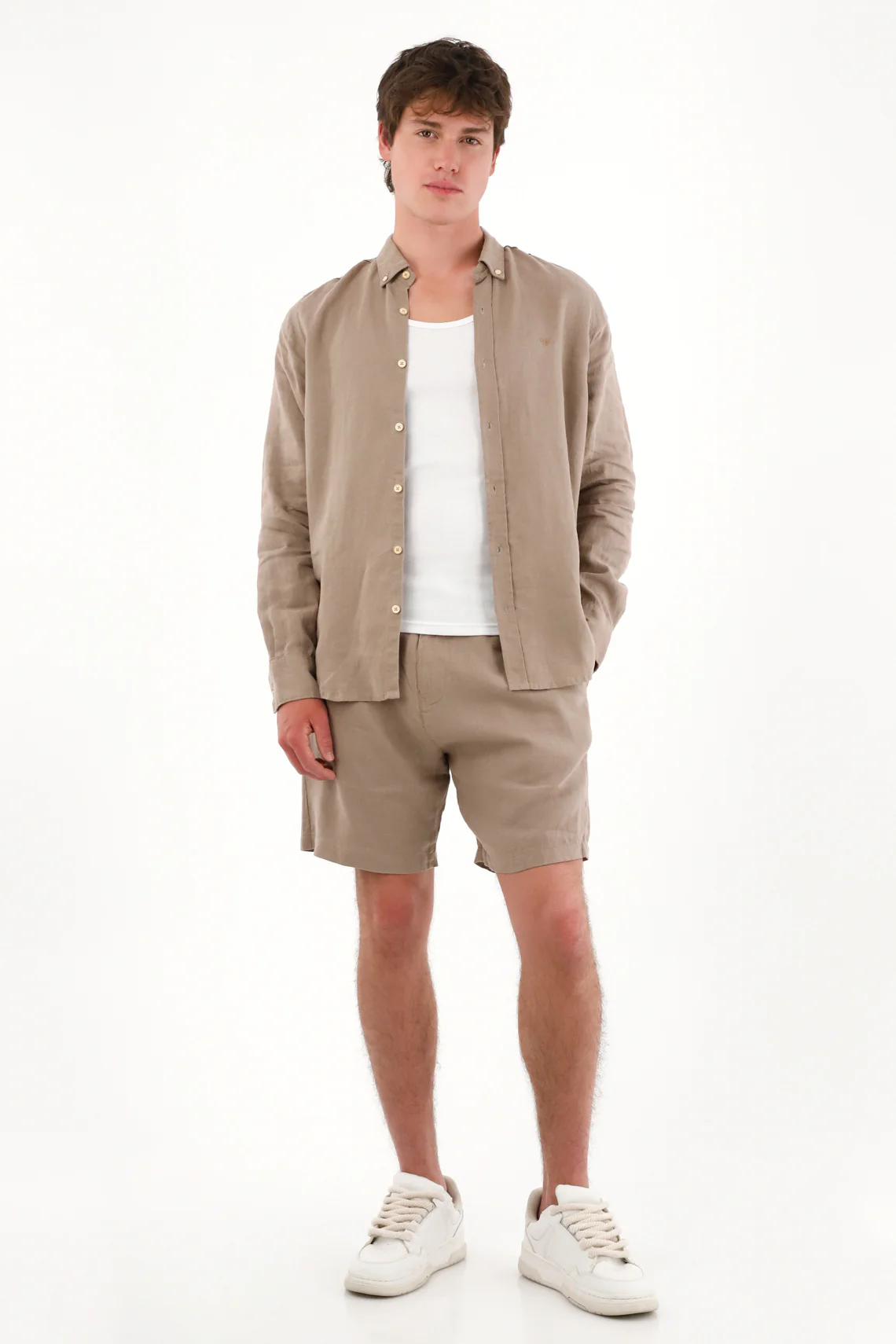 100% Linen Men's Shirt with Mini Gray Embroidery - Image 3