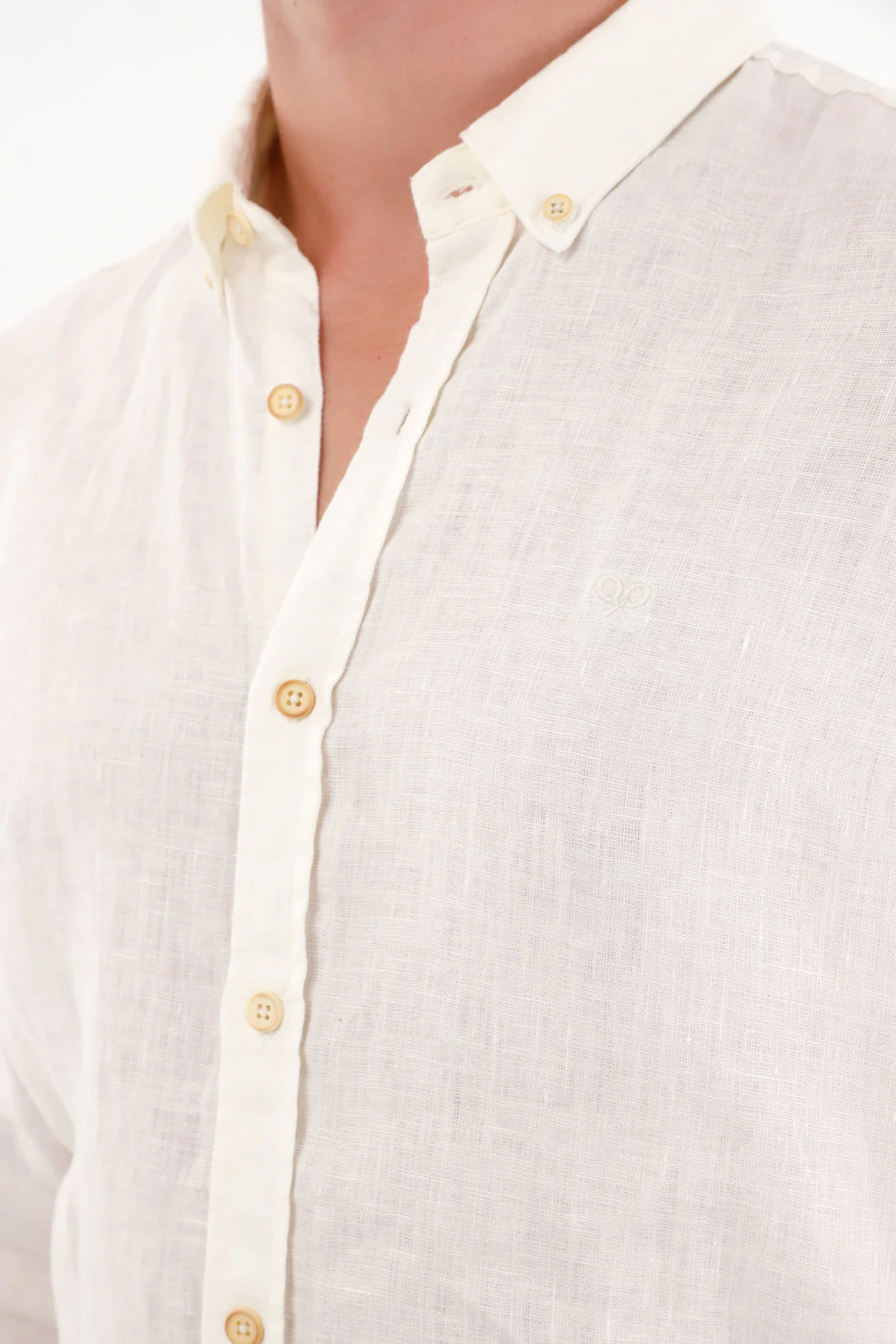 Long Sleeve 100% Linen Shirt for Men in Cream - Image 3