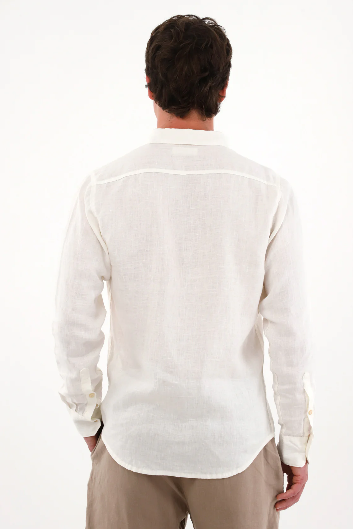 Long Sleeve 100% Linen Shirt for Men in Cream - Image 4