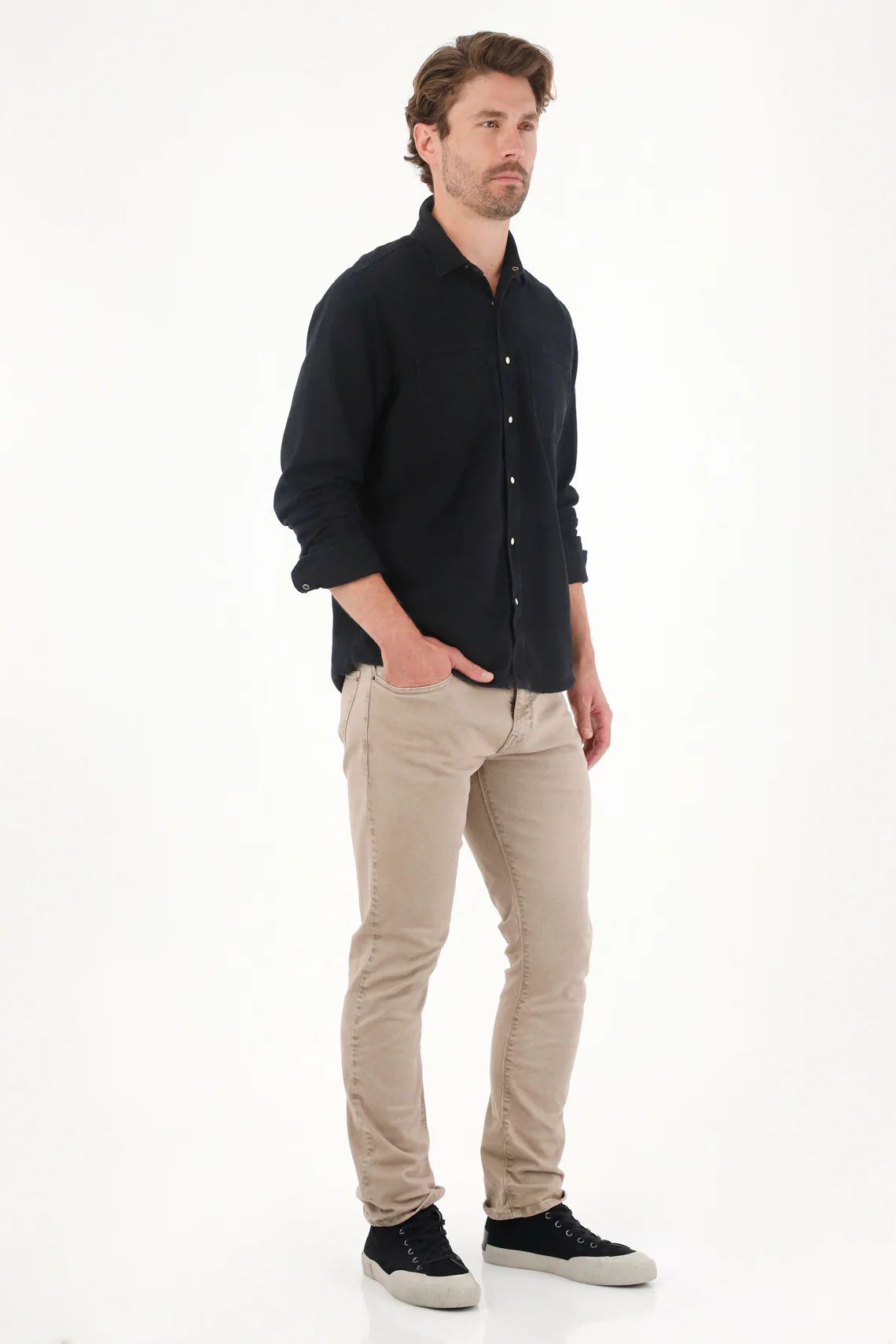 Lightweight Black Long Sleeve Shirt for Men - Image 3